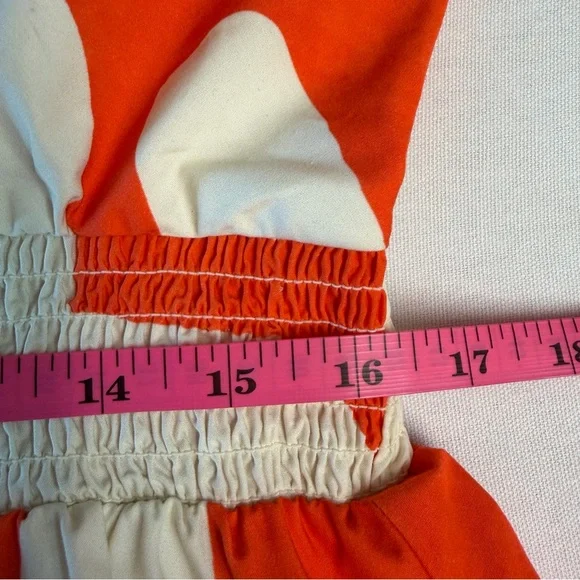 Banana Republic Cotton White Orange Geometric Pattern One Shoulder Midi Dress L - Picture 9 of 10